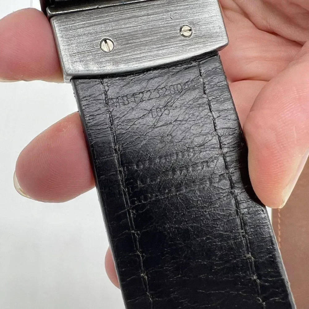 Fossil Men's Reversible Leather Belt Twist Buckle Black Brown size 42